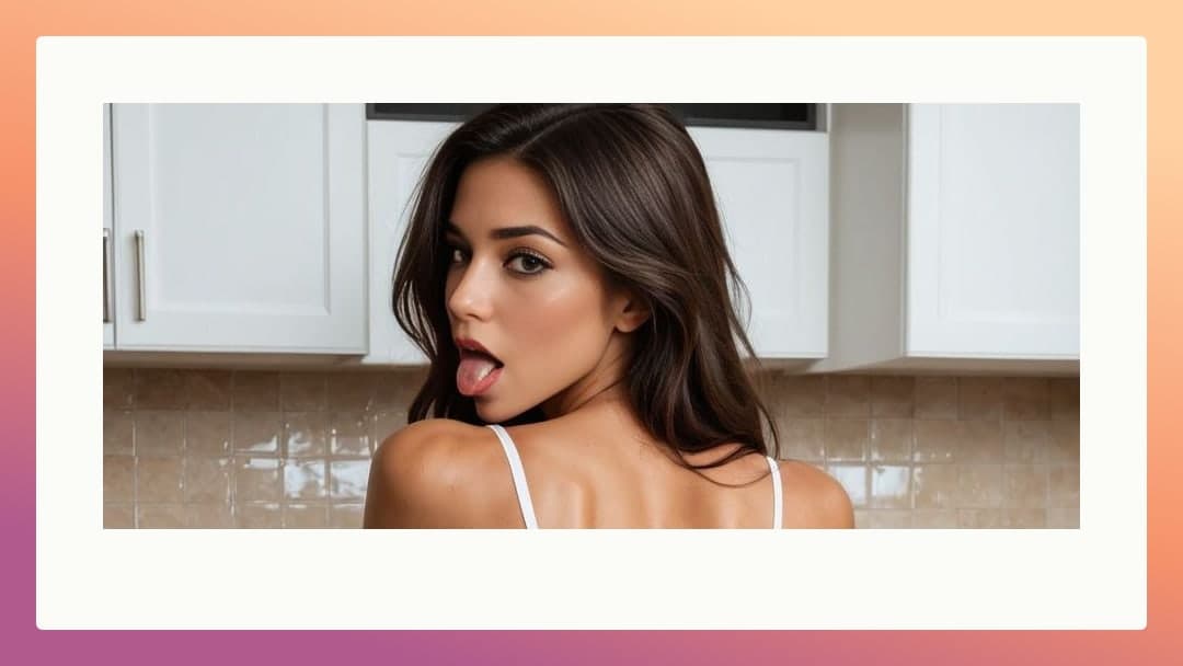 Over shoulder tongue out kitchen
