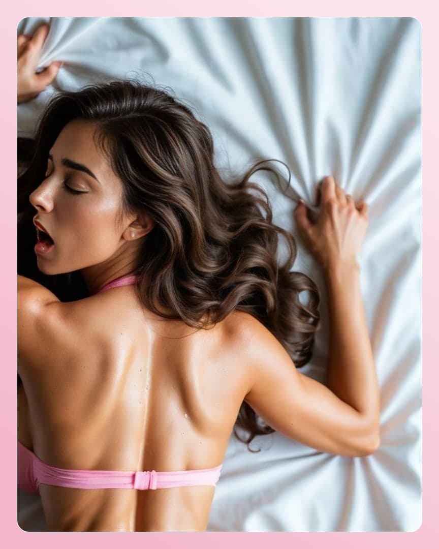 Moaning oiled back in pink bikini