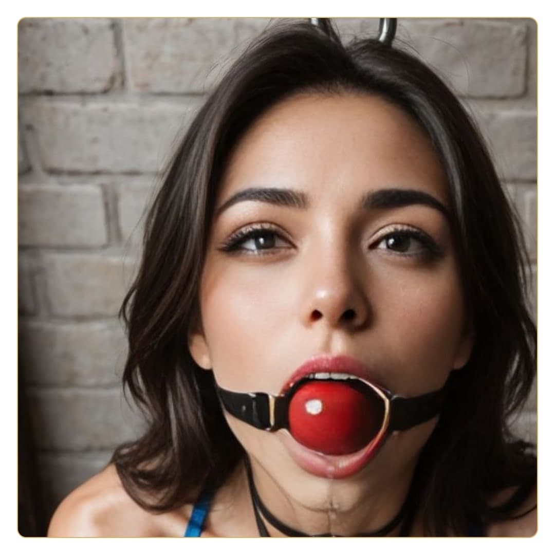 Gagged close-up against brick wall