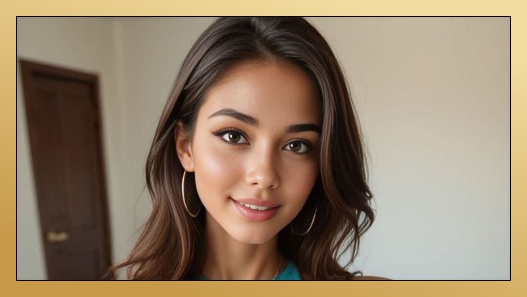 Long wavy brunette portrait close-up