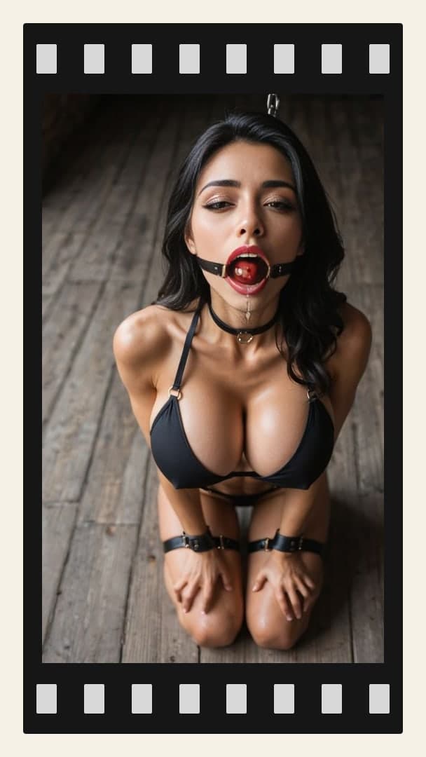 Raven hair ring gag POV kneel
