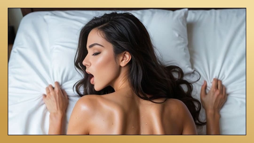 Face down moan on white sheets