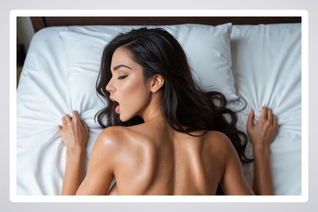 College Asian moaning into sheets