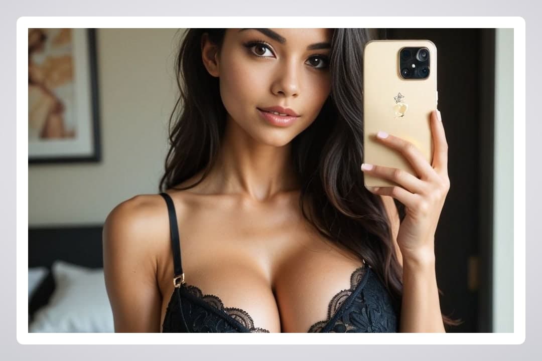 Raven selfie in black lace