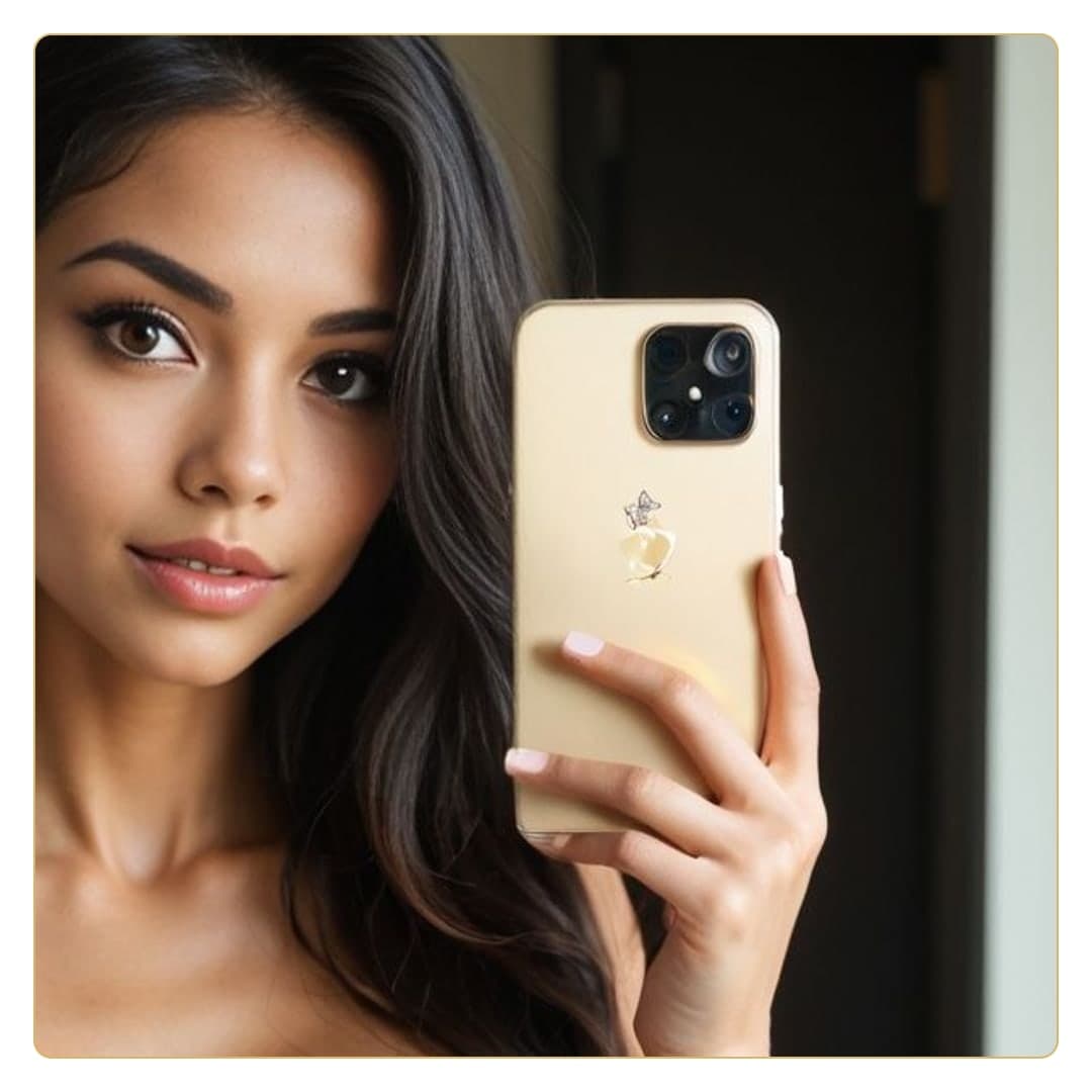 Topless selfie in soft light