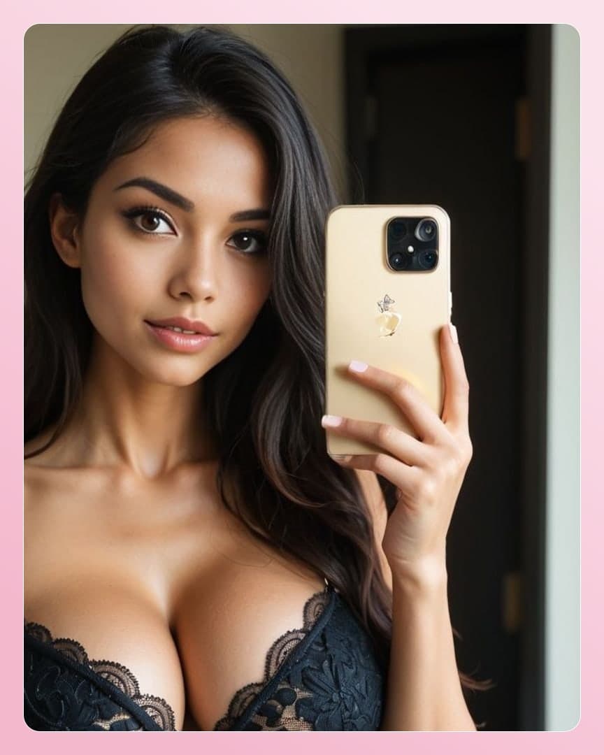 Lingerie selfie in soft light
