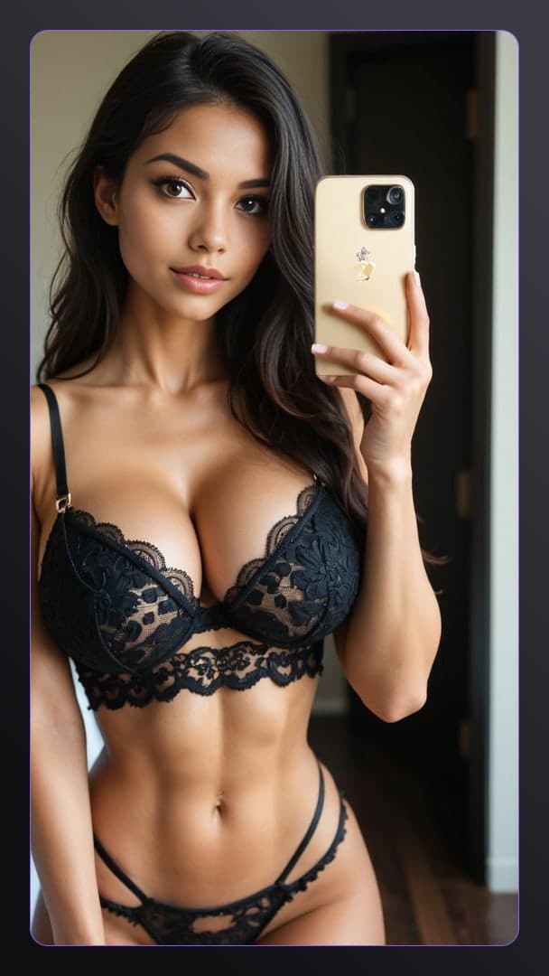 Raven hair bedroom selfie