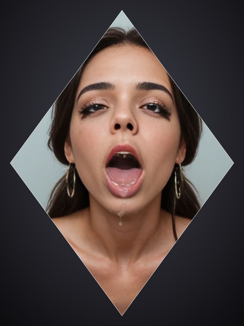 Young adult cum on lips closeup