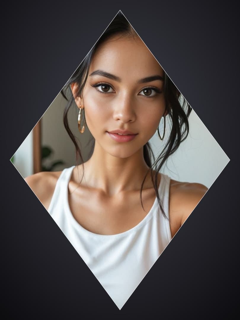 Diamond frame white tank portrait