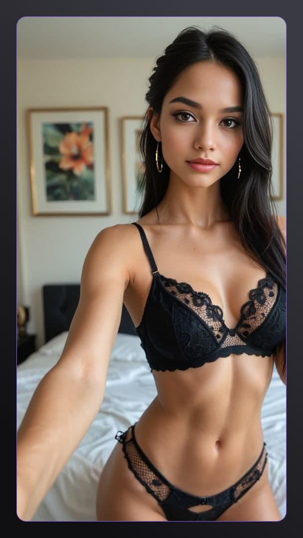 College age selfie in lace