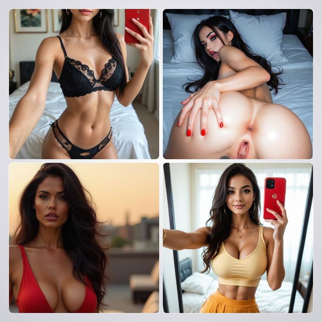 Nude spread on white sheets collage