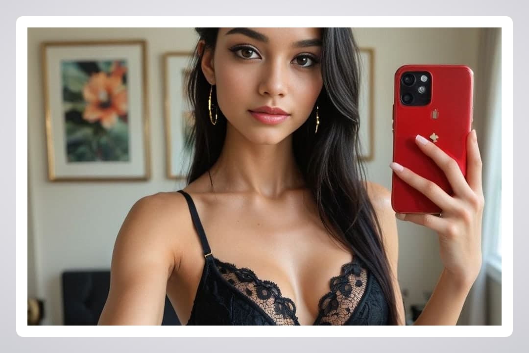 Athletic cleavage in black lace bra