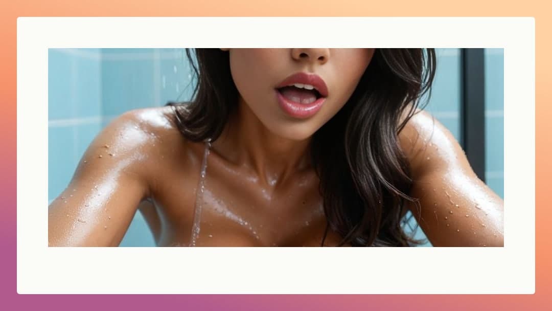 Topless shower close-up with water