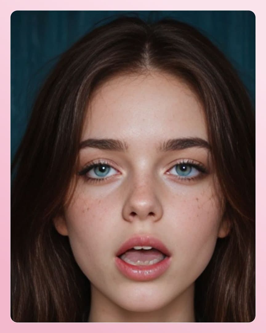 Early 20s blue eyes tongue out