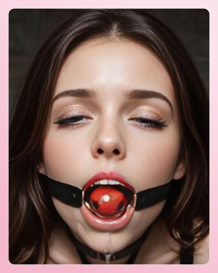 Ring gag drool close-up