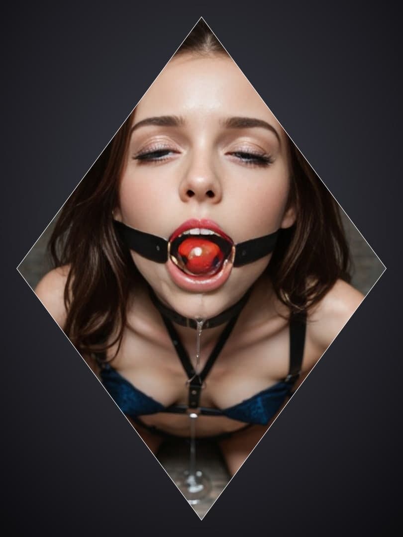 Long wavy brunette drooling gag