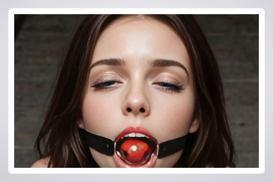 O-ring gag close-up face