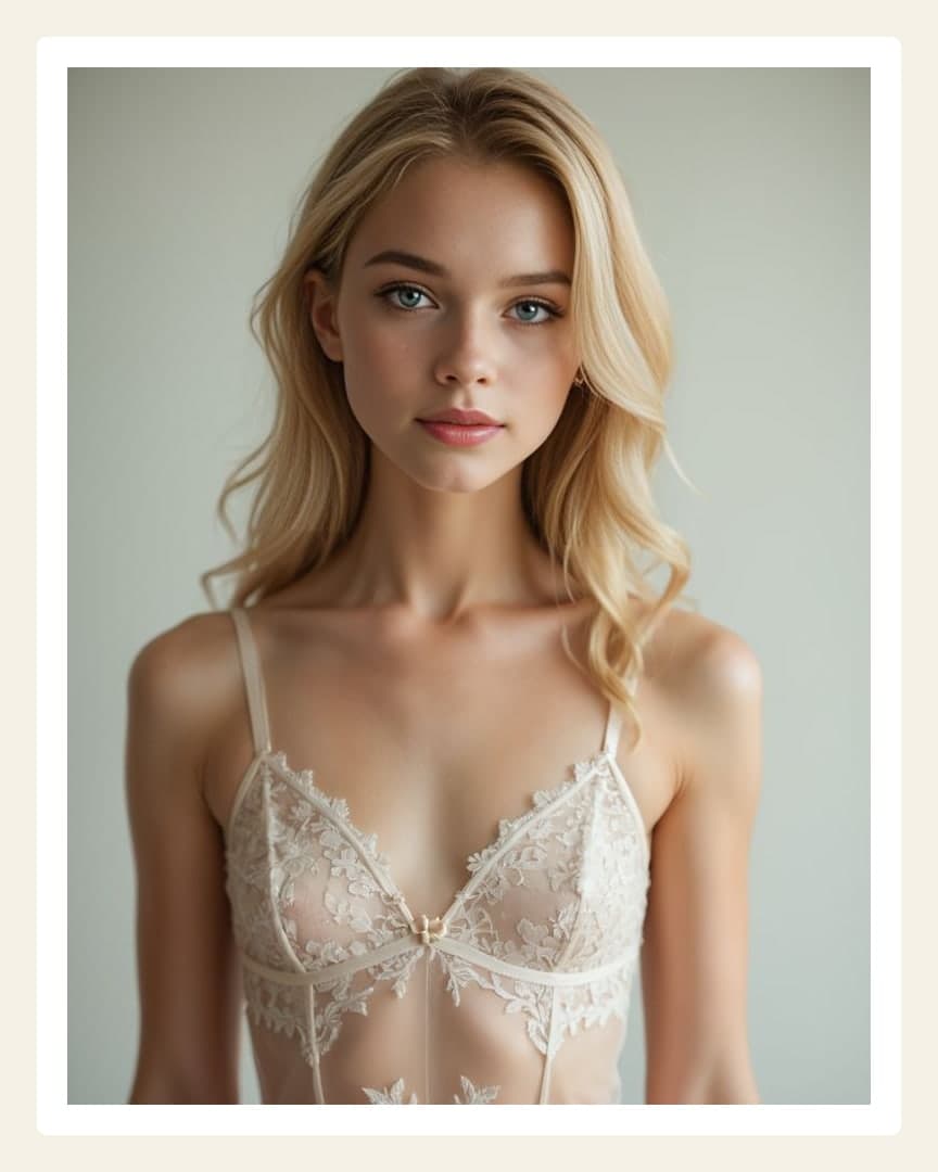 Sheer lace bra close up