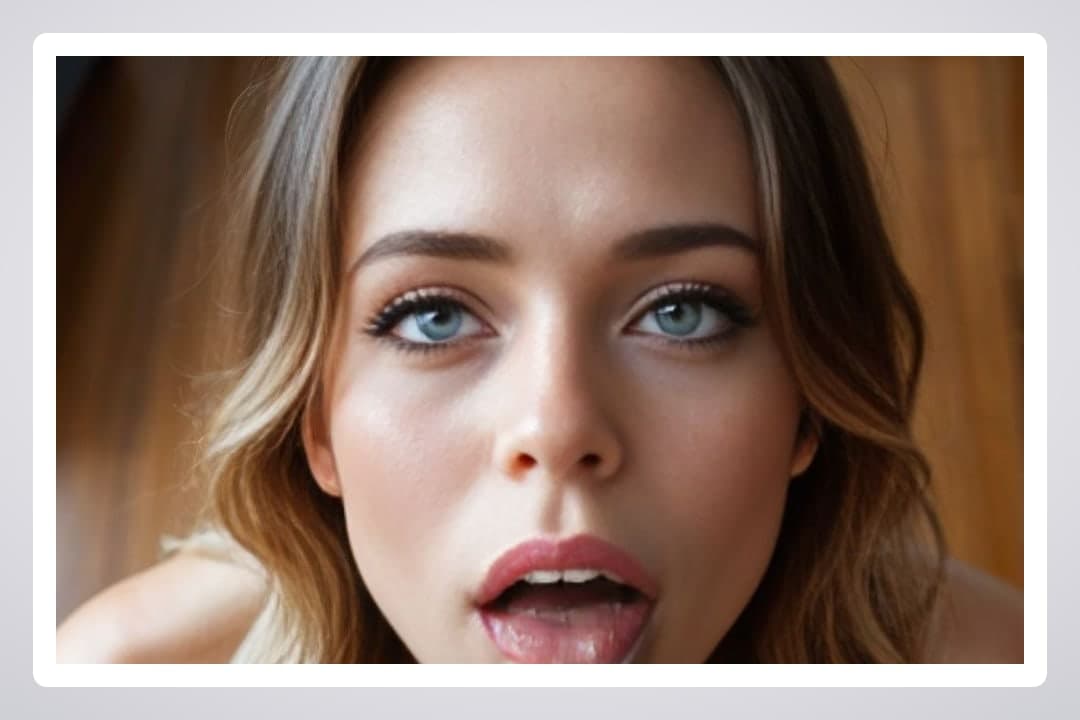 College blonde ahegao face close up