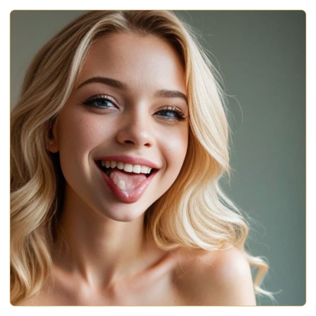 Blonde sticks tongue out selfie
