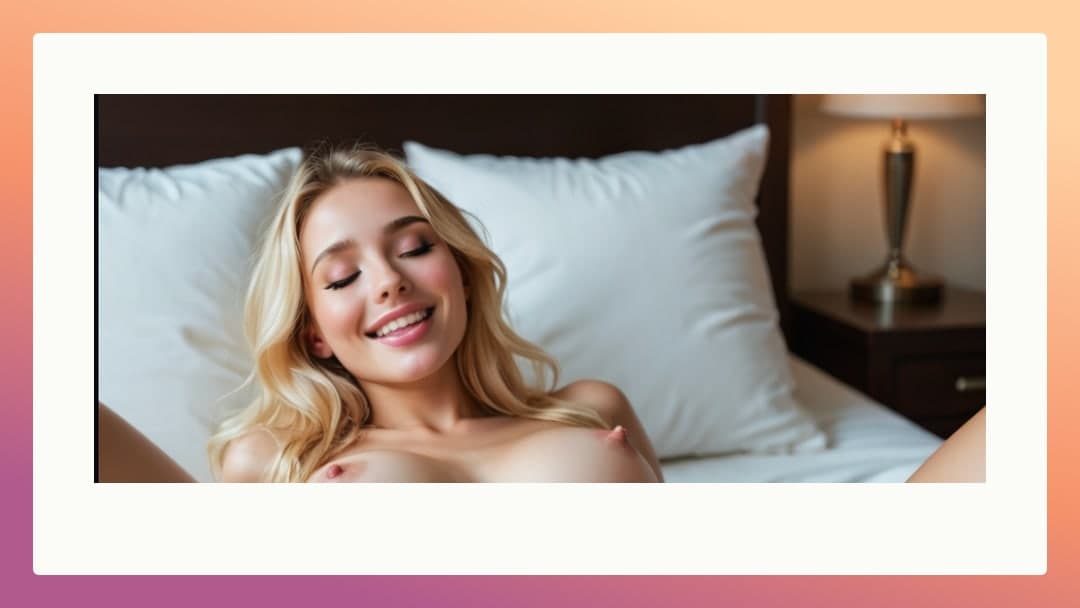 Topless blonde from above in bed