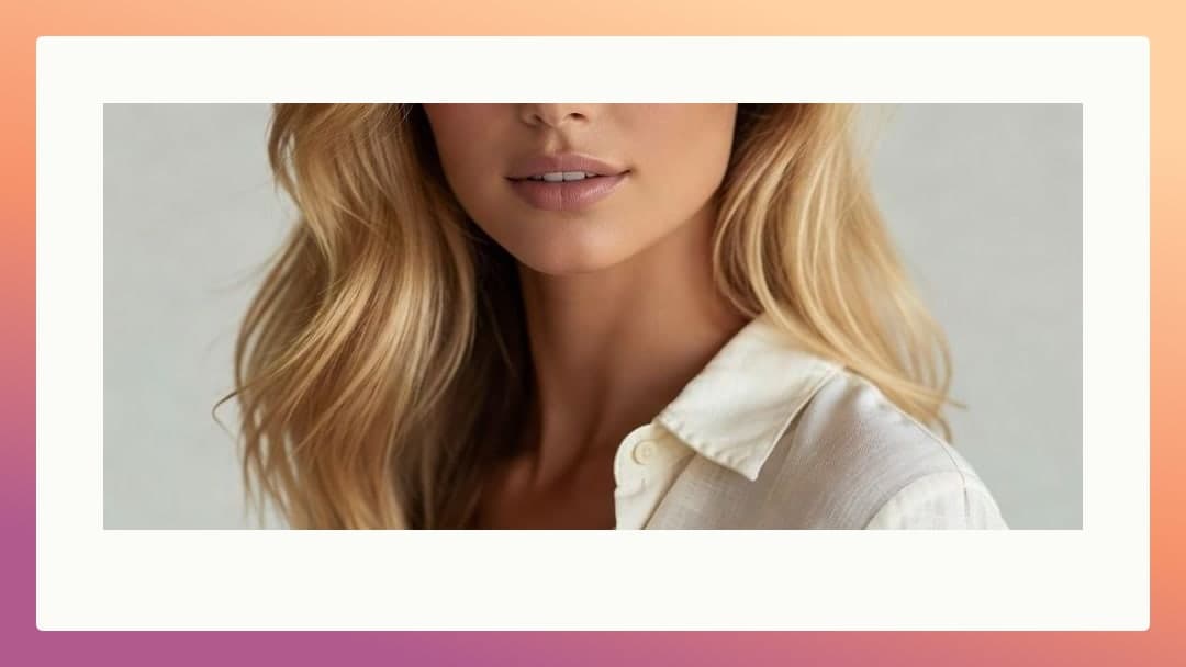 Athletic blonde cleavage in linen