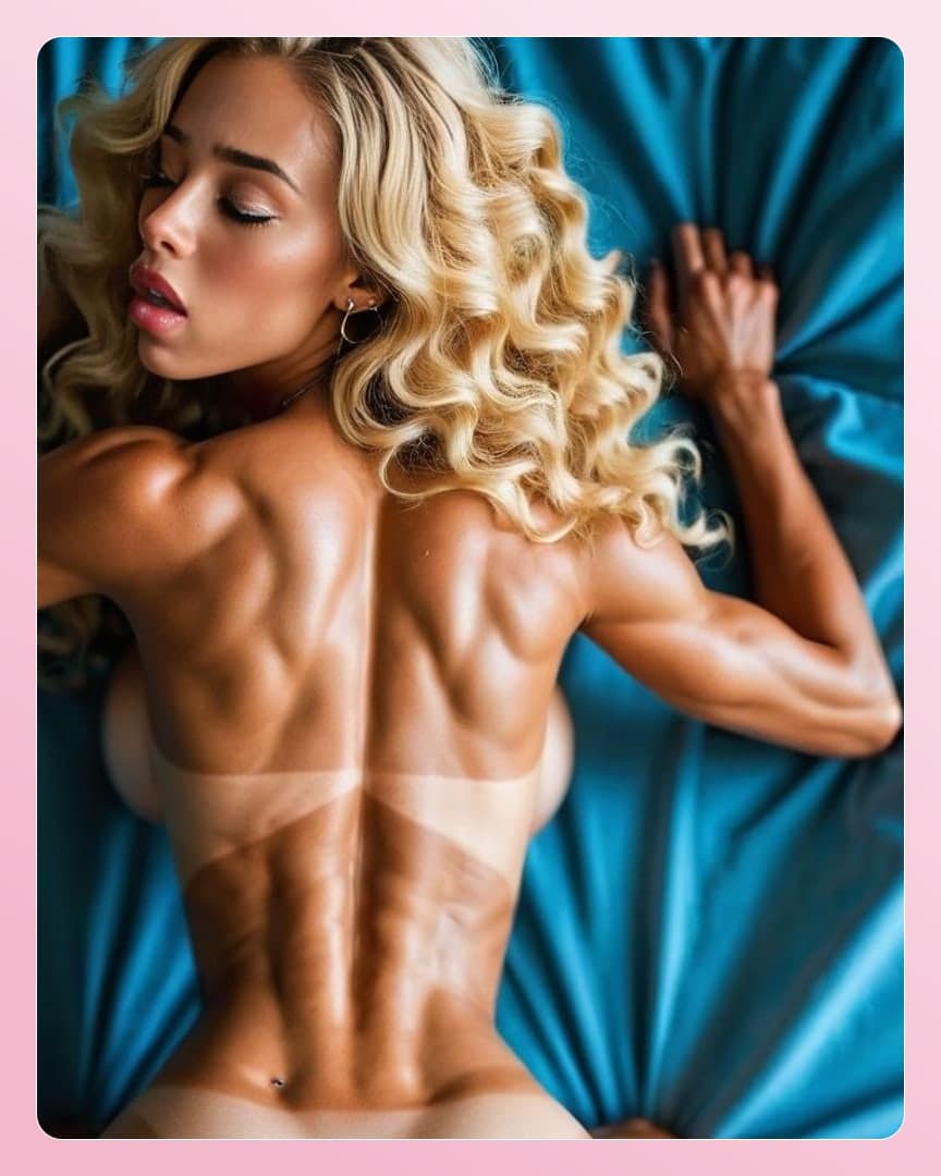 Oiled back and bare ass on satin