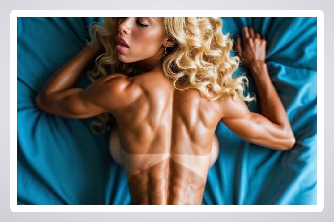 Oiled back on teal sheets