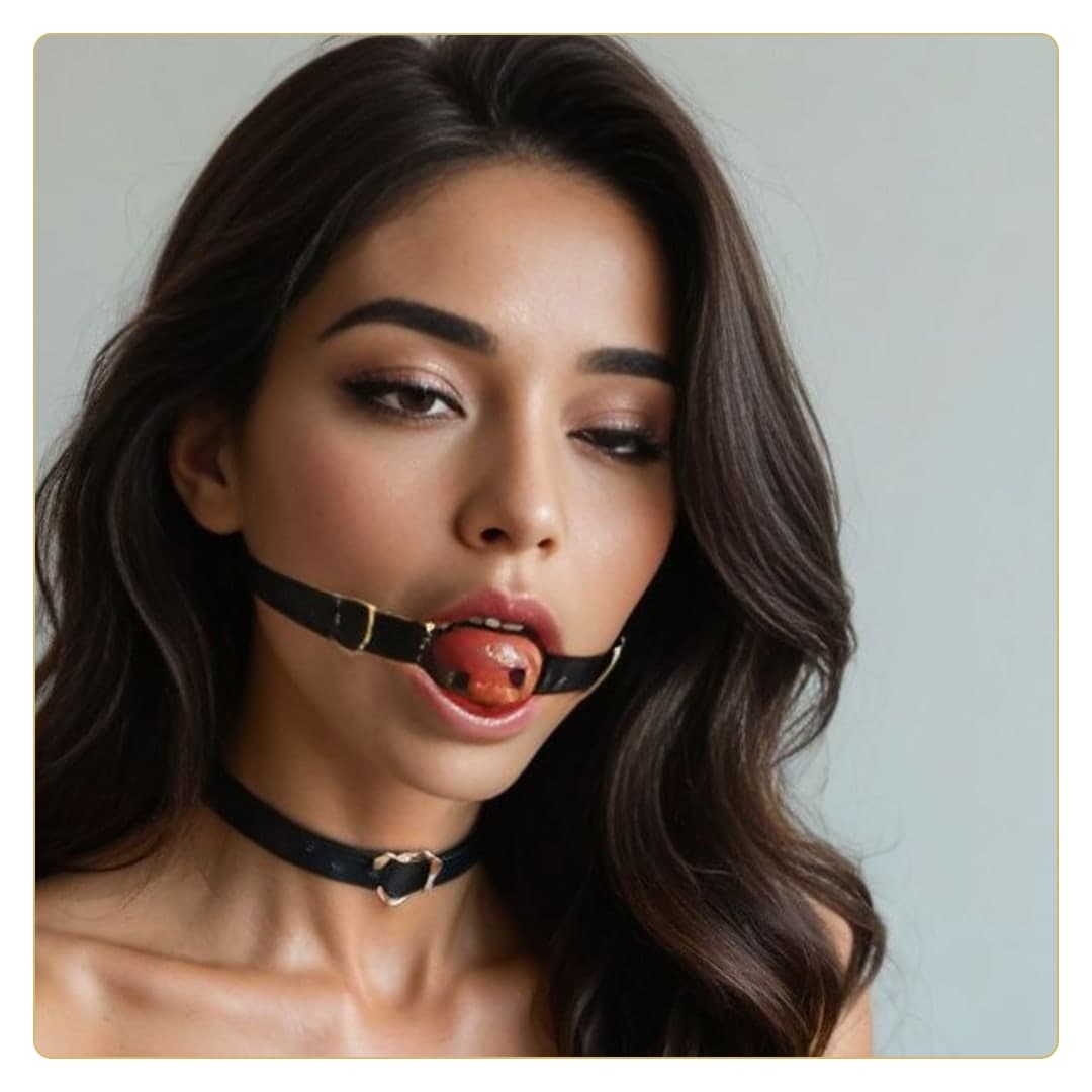 Topless athletic curves with bit gag