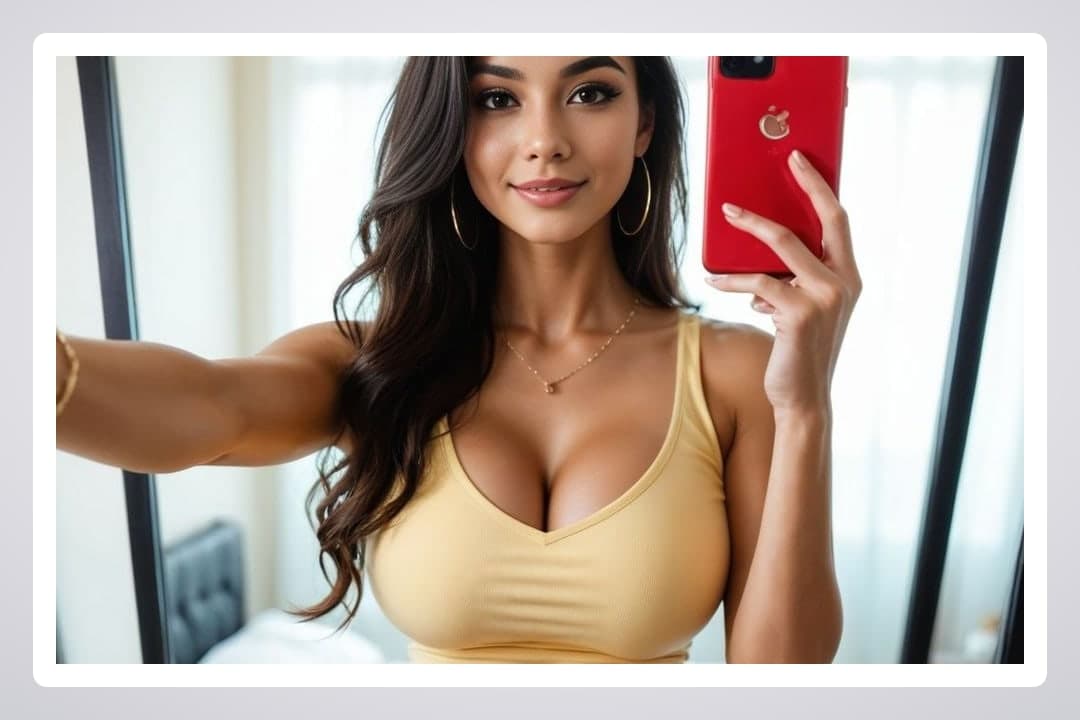Big natural tits in yellow tank