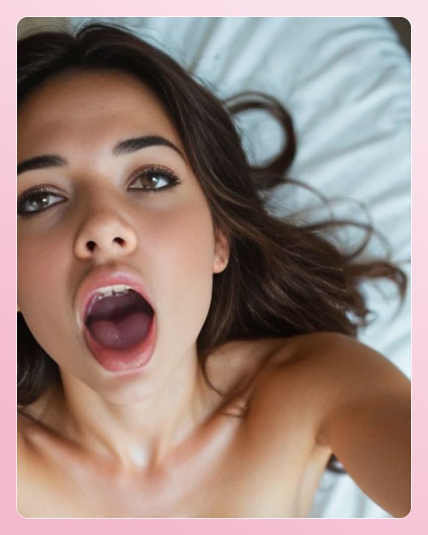 Moaning on white bed sheets
