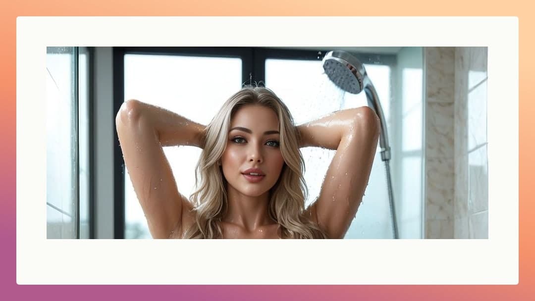 Young adult blonde in shower
