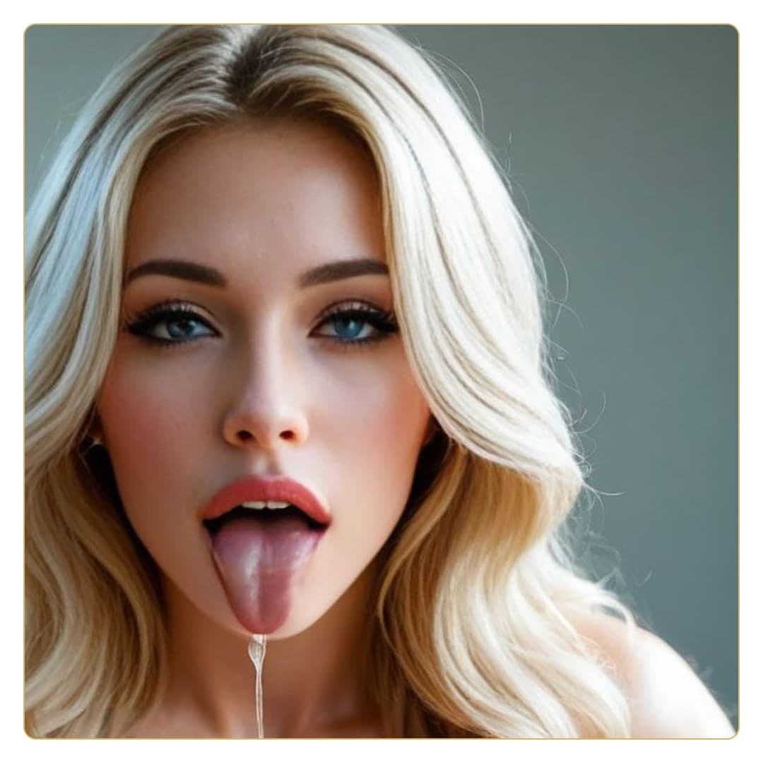 Tongue out close-up beauty shot