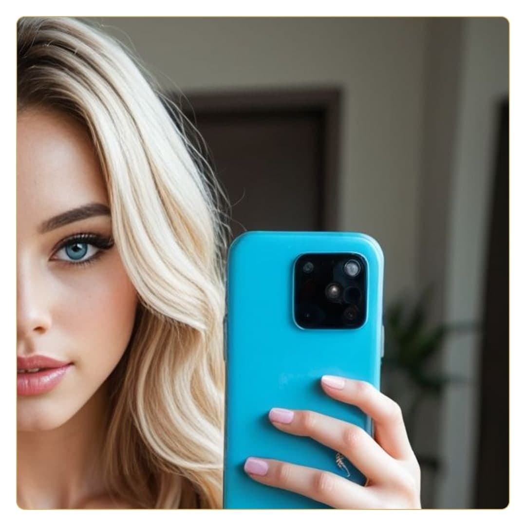 Young blonde selfie close-up