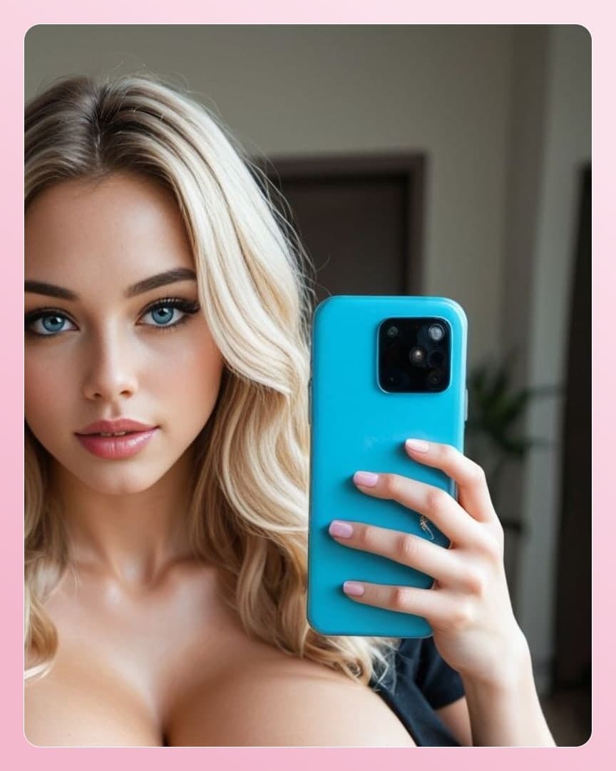 Platinum blonde blue eyes selfie