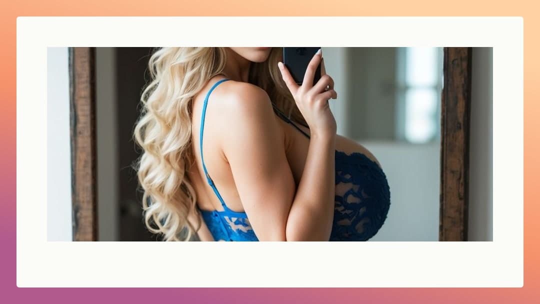 College blonde mirror selfie in lace