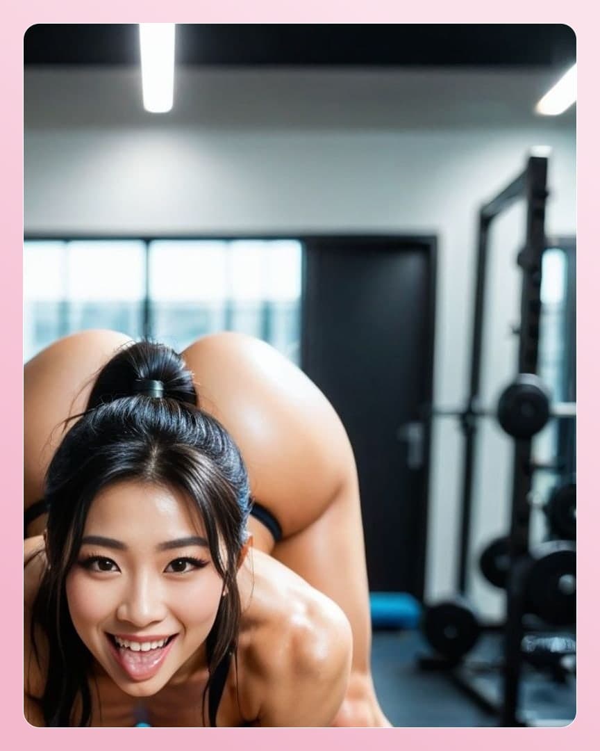 Low angle gym thong pose