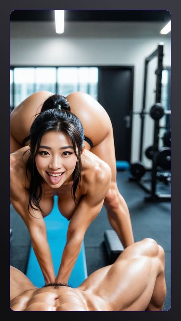 Low angle gym facesitting thong