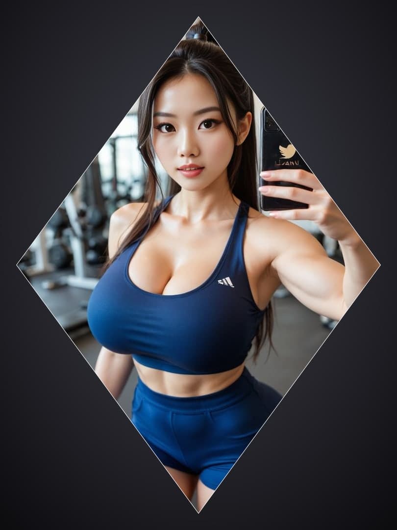 Raven hair gym mirror selfie