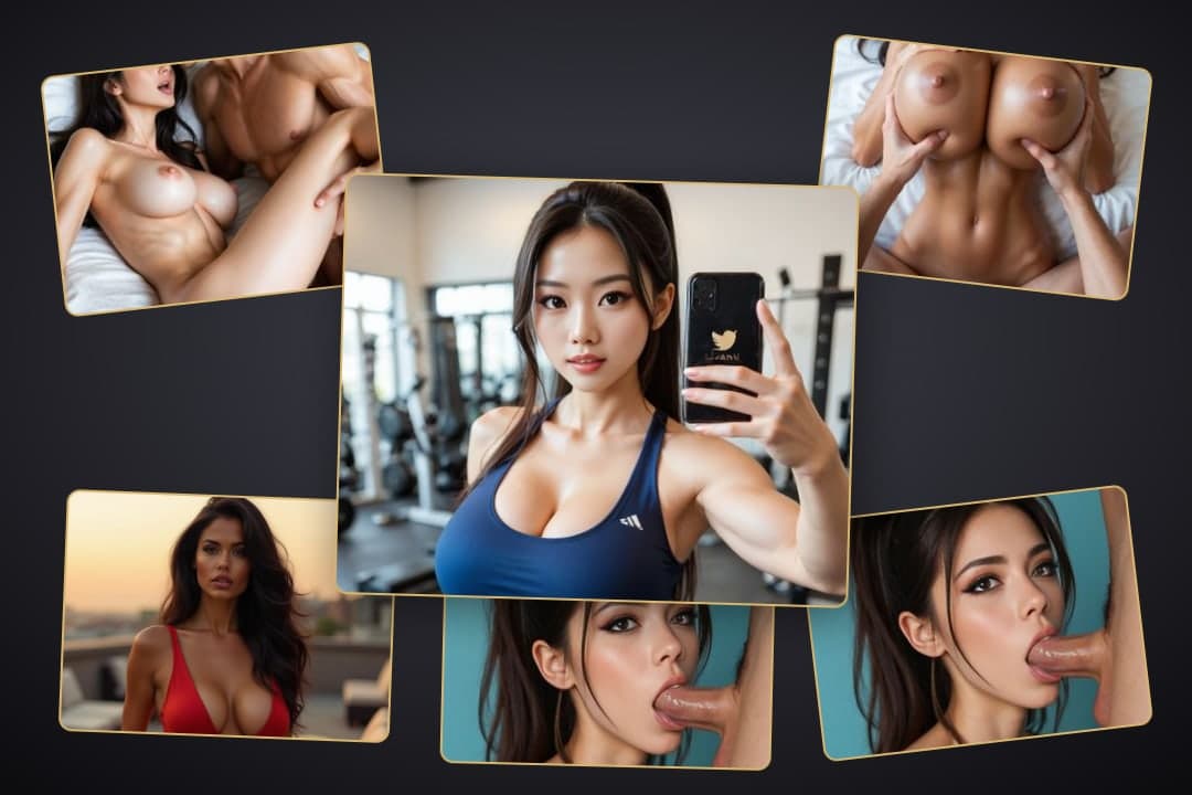 POV blowjob collage with gym selfie