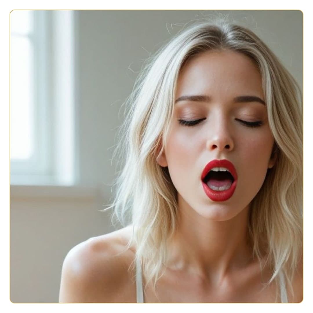 Early 20s blonde ahegao close-up