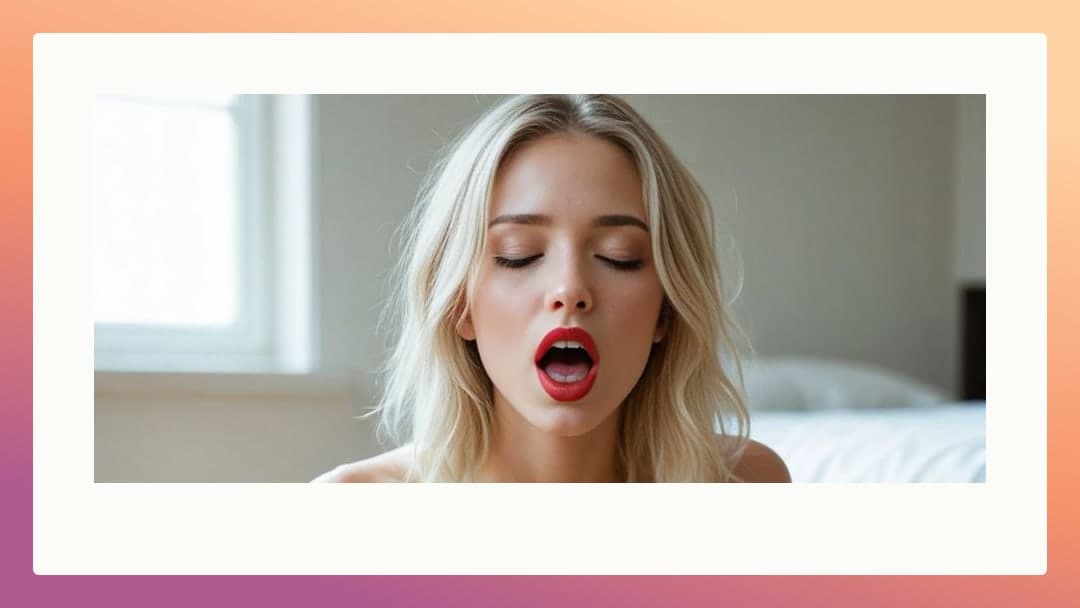 Ahegao topless bedroom close-up