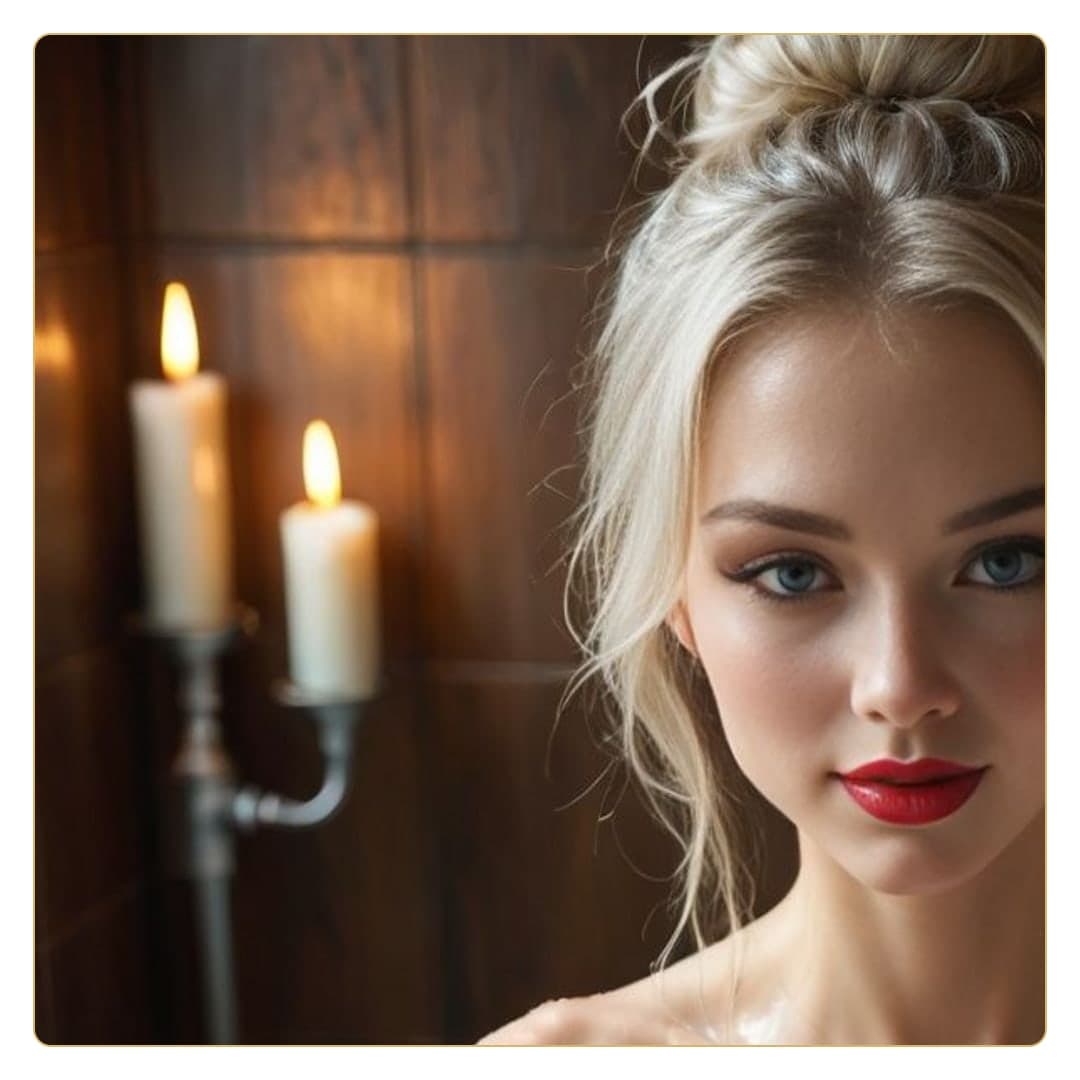 Curvy blonde shoulders candlelight