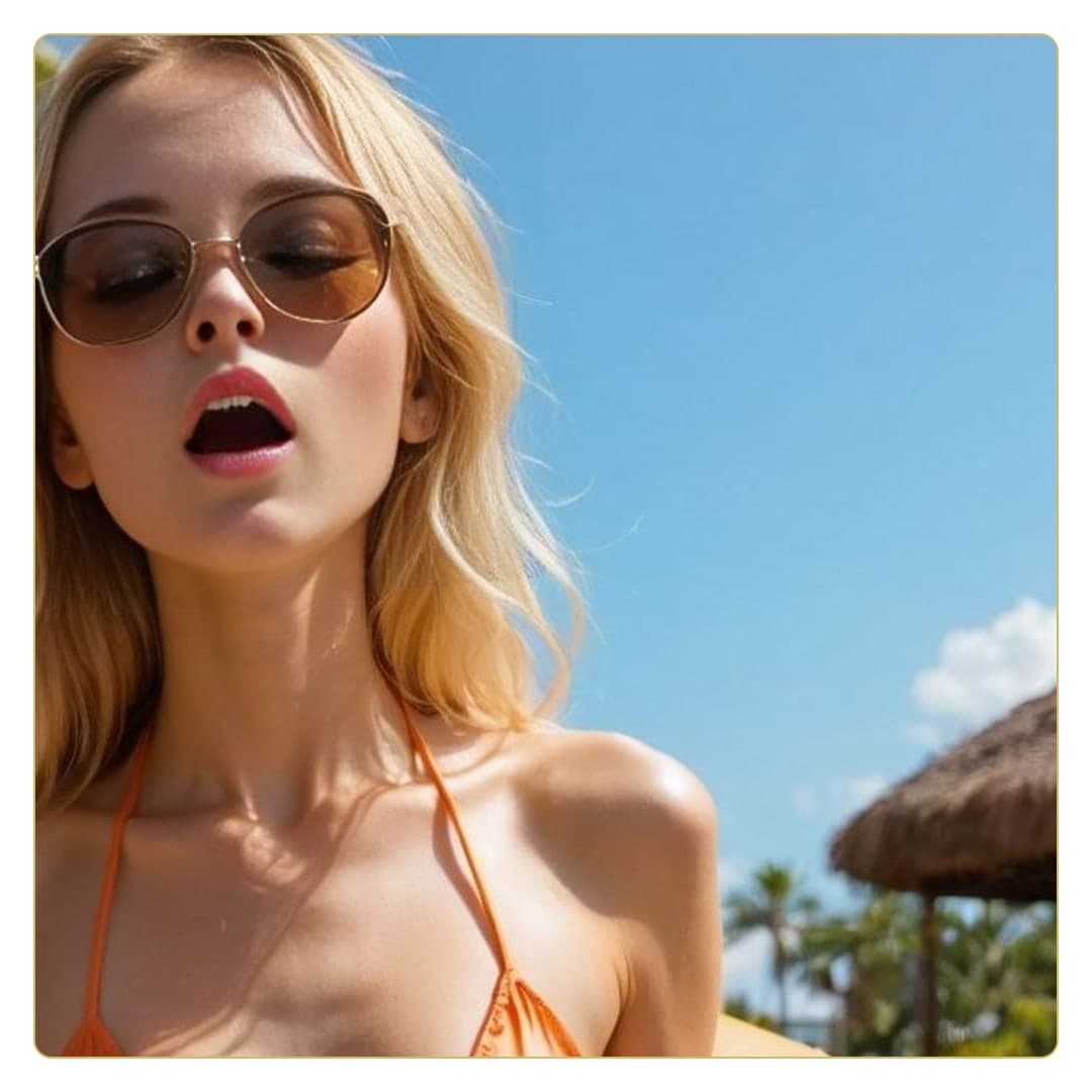 Bikini close-up under palm trees