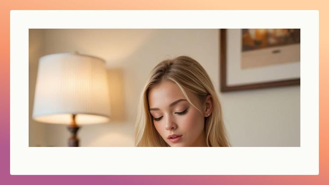 Blonde bedroom close-up portrait