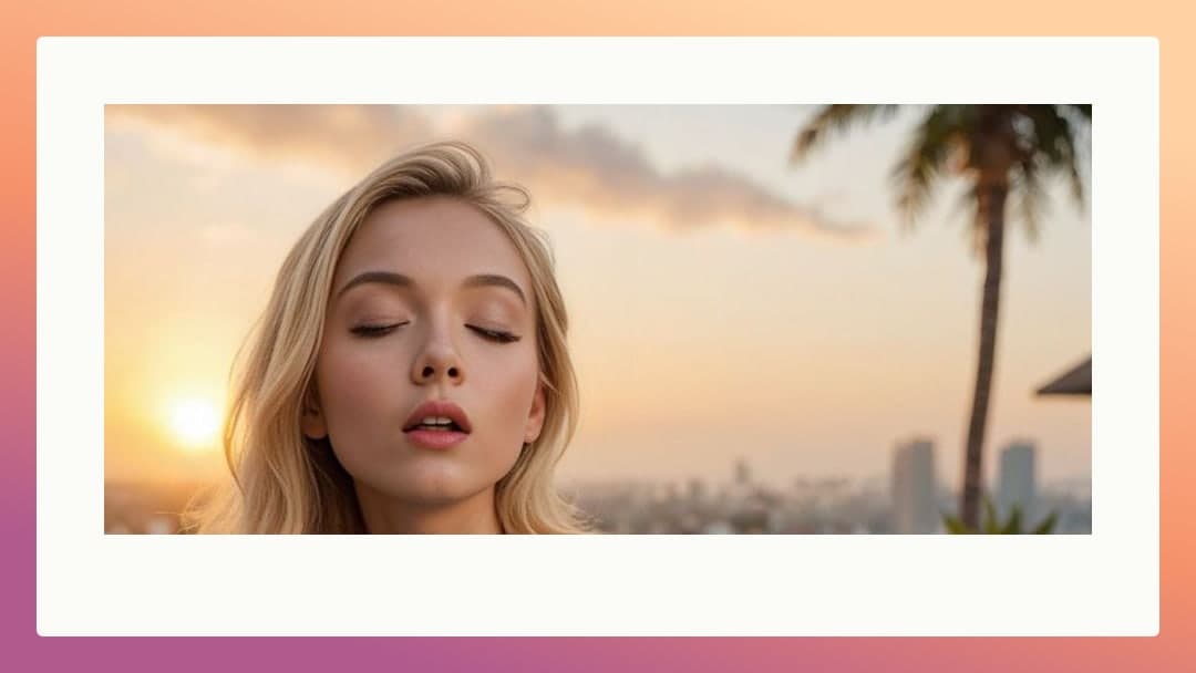 Blonde sunset rooftop close up