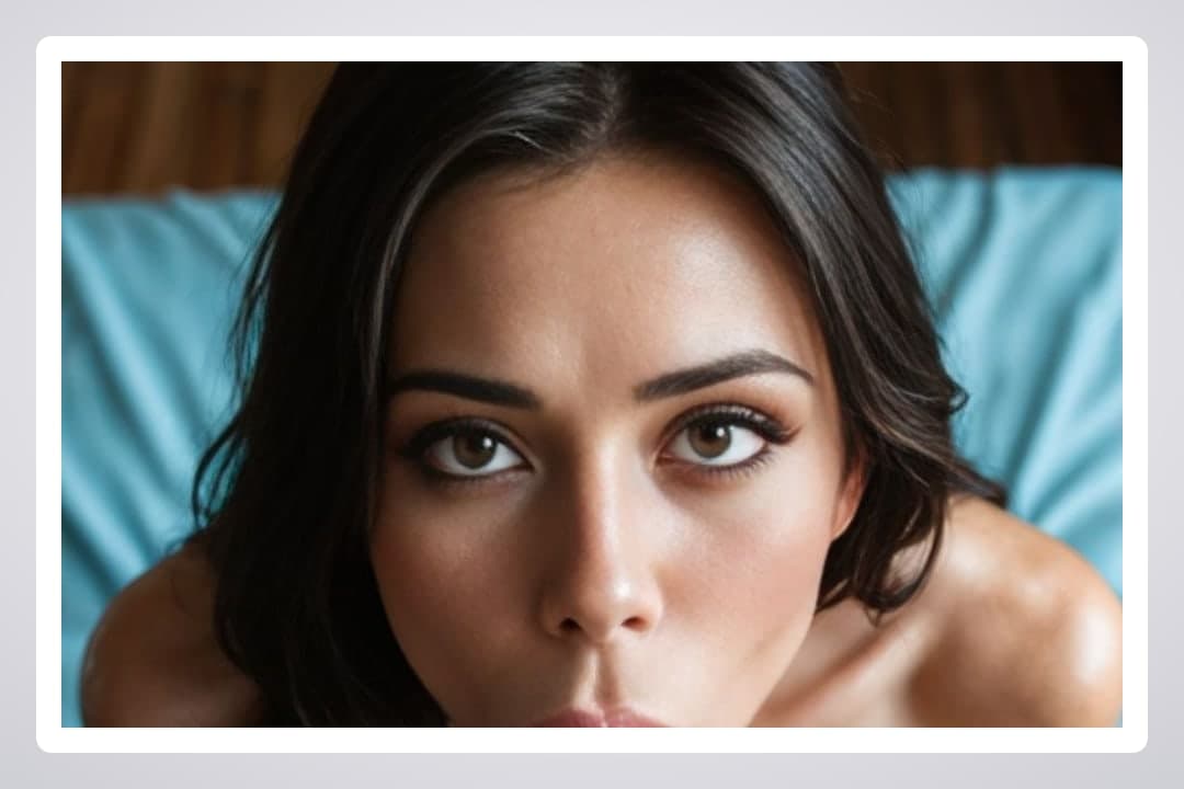 Raven hair brown eyes kiss