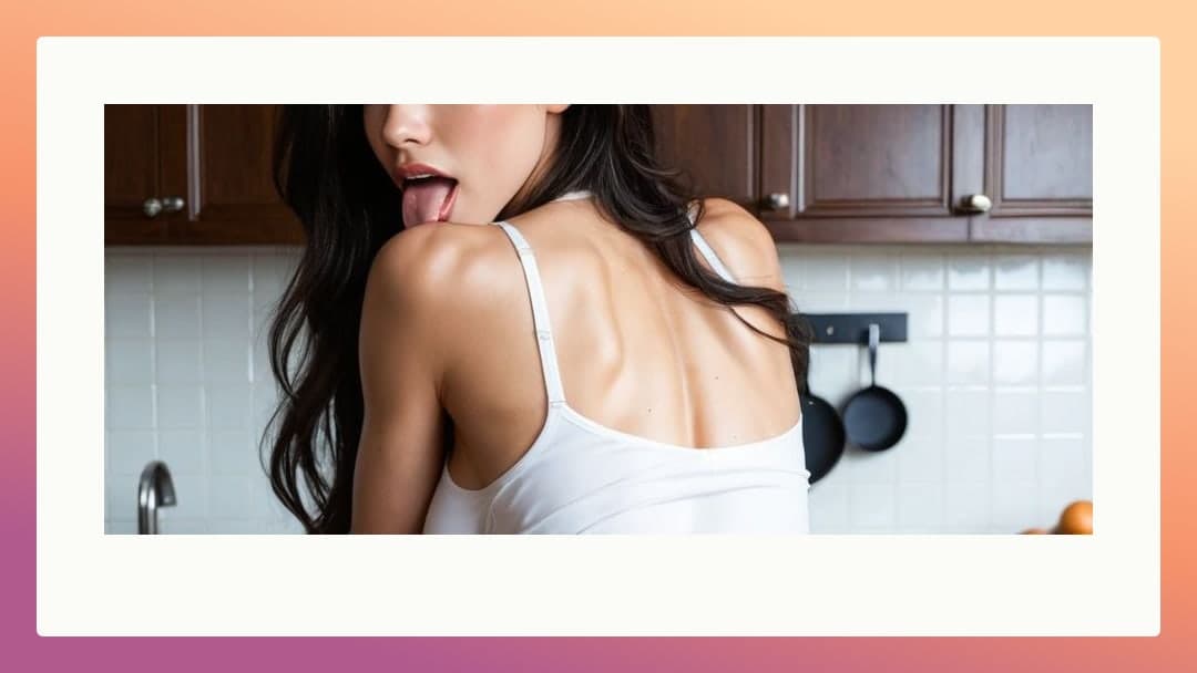 Kitchen playful tongue out pose