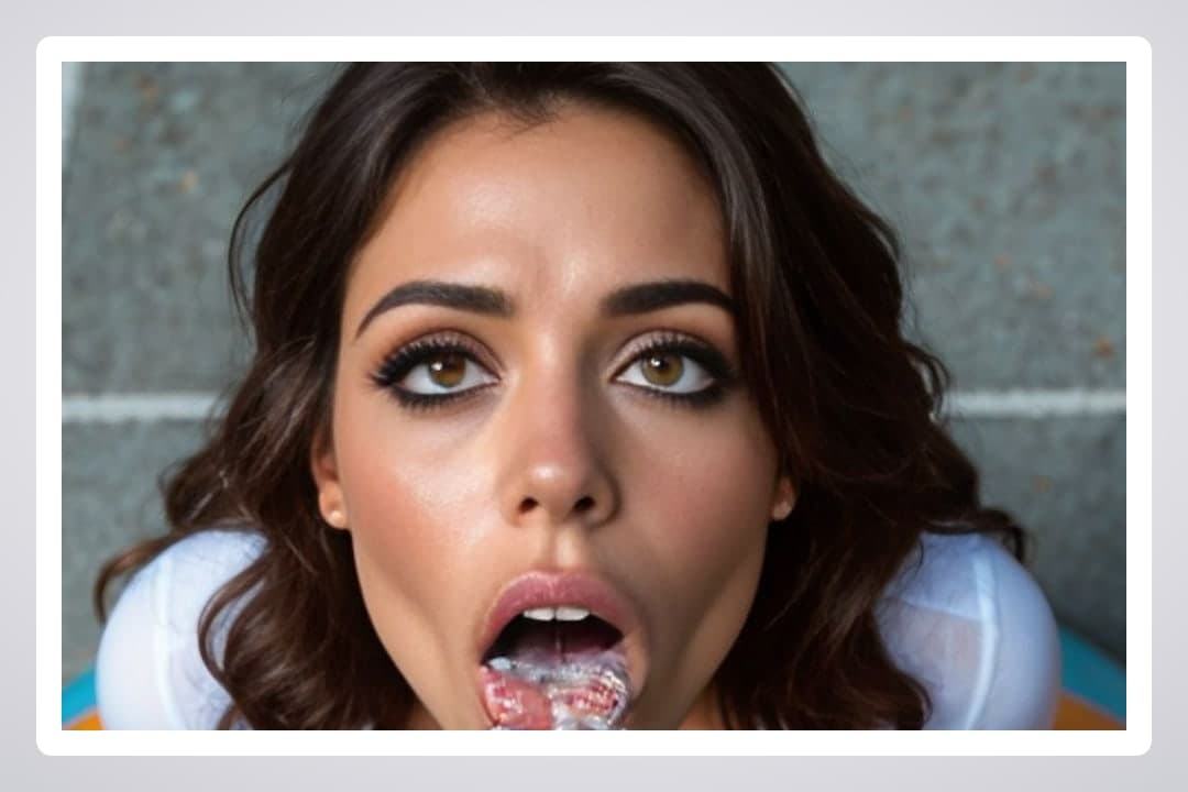 Cum on tongue close-up POV