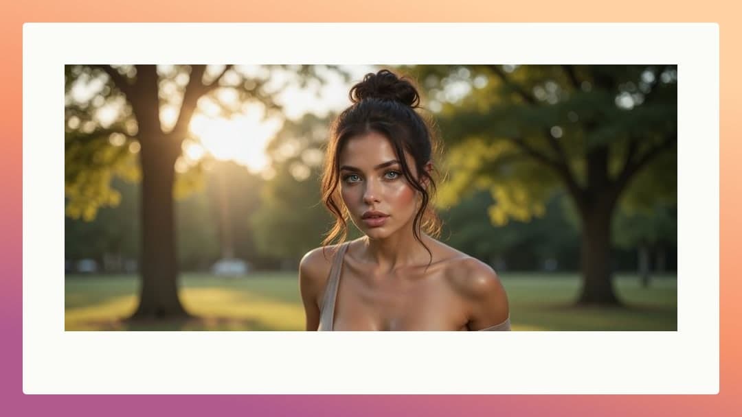 Blue eyed brunette park portrait